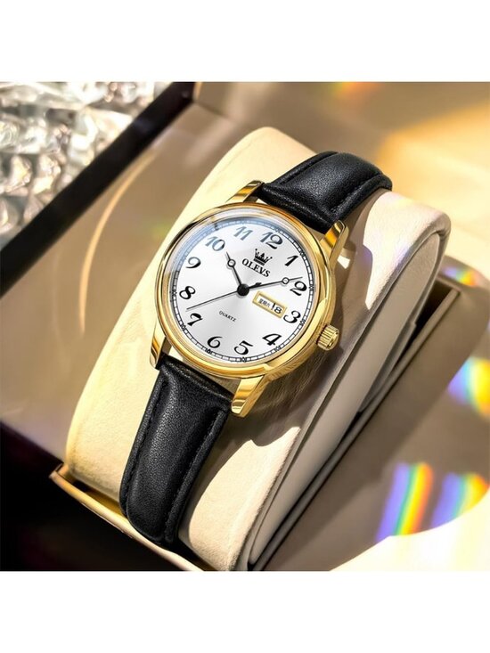 Olevs Women\'s White Black Vintage Leather Waterproof Reloj Mujer Luxury Watch main image 4
